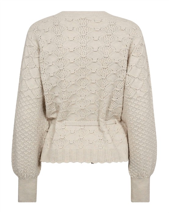 Co Couture - Row CC Pointelle Tie Cardigan - Ivory